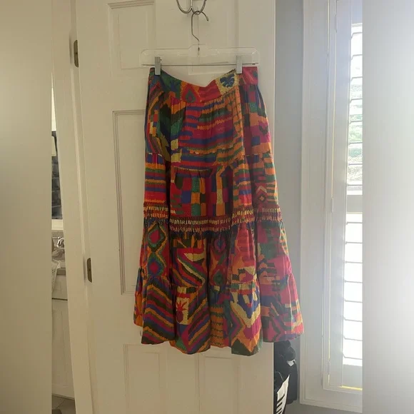 Anthropologie Farm Rio Printed Patchwork Midi Skirt - Picture 4 of 6